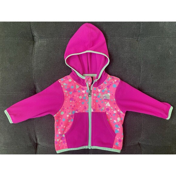 The North Face 3/6M Baby Girl Fleece Hooded Full Zip Fall Jacket - Picture 1 of 6